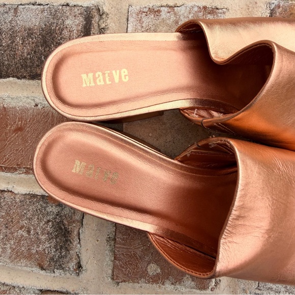 Anthropologie Maeve Metallic Bronze Platform Mules, NWOT, Size 37/6.5 - Picture 2 of 5